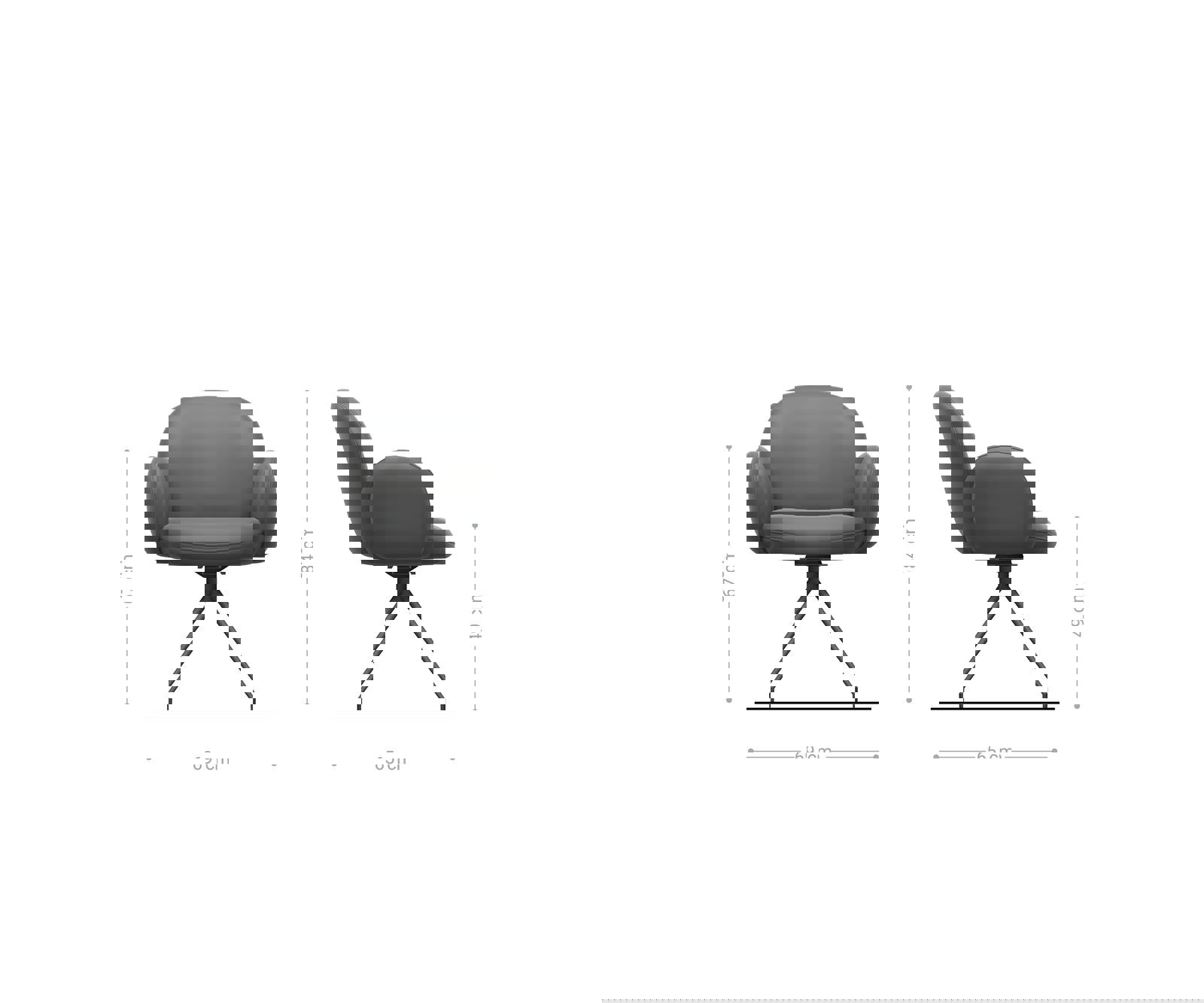 Jedálenská stolička Nube-Flex s opierkami mikrovlákno antracit vintage krížová podstava zúžená nerezová oceľ otočný o 180° vrecková pružina - Image 6