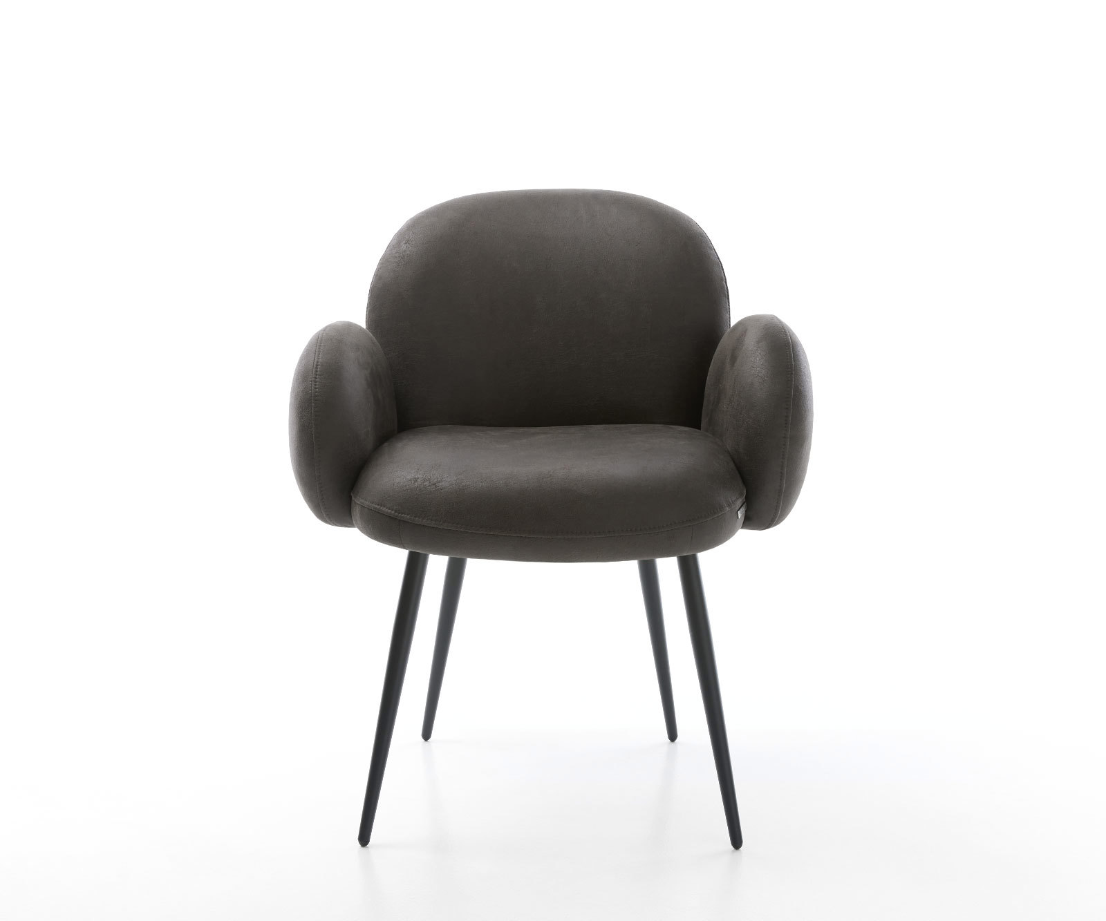 Jedálenská stolička Nube-Flex s opierkami mikrovlákno antracitová vintage 4-nohá zúžená čierna vrecková pružina - Image 2