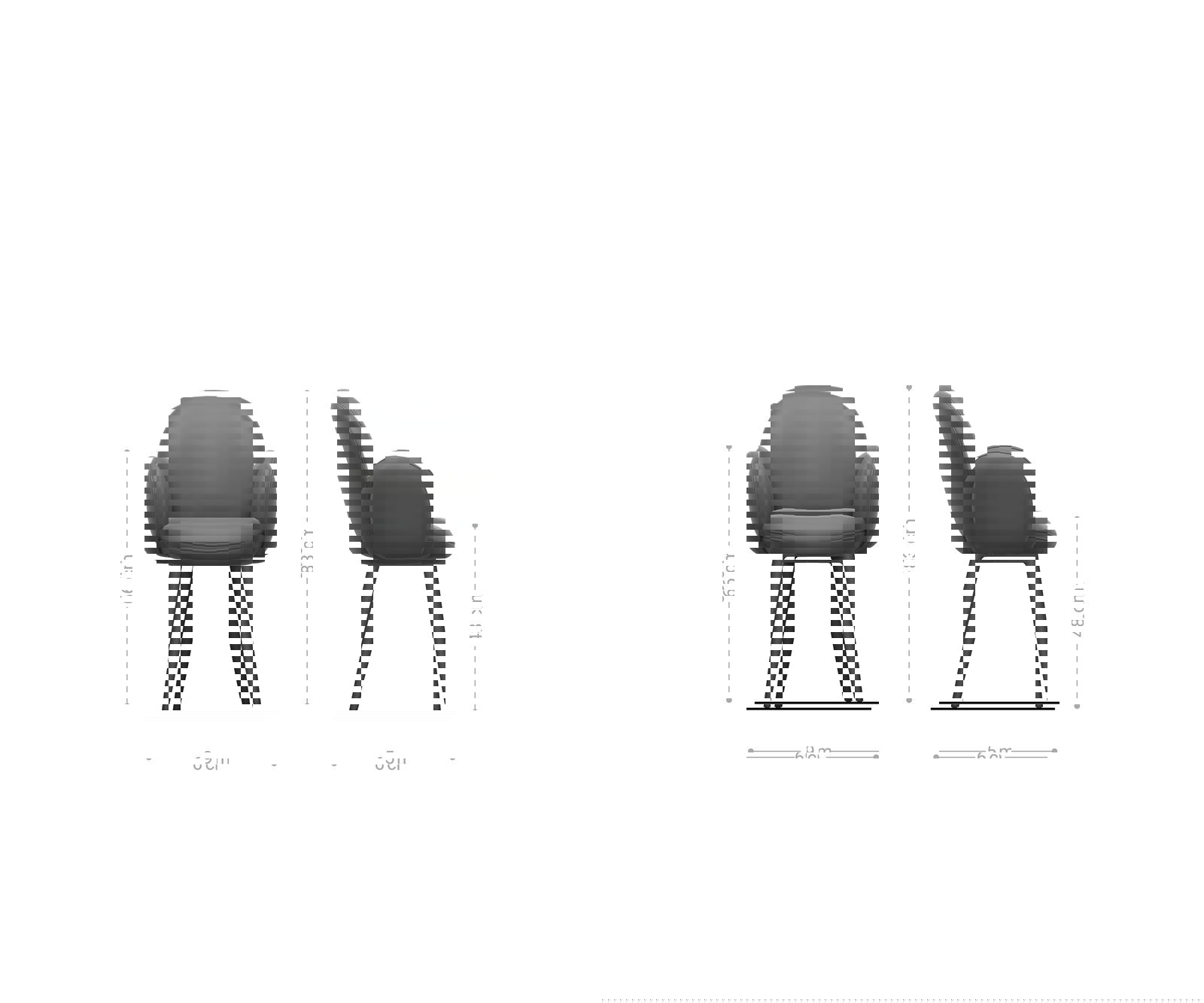 Jedálenská stolička Nube-Flex s opierkami mikrovlákno antracitová vintage 4-nohá zúžená čierna vrecková pružina - Image 6