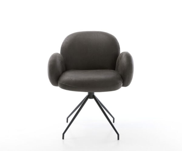 Otočná jedálenská stolička Nube-Flex s opierkami mikrovlákno antracit vintage krížová podstava zúžená čierna otočná o 180° vrecková pružina - Image 2