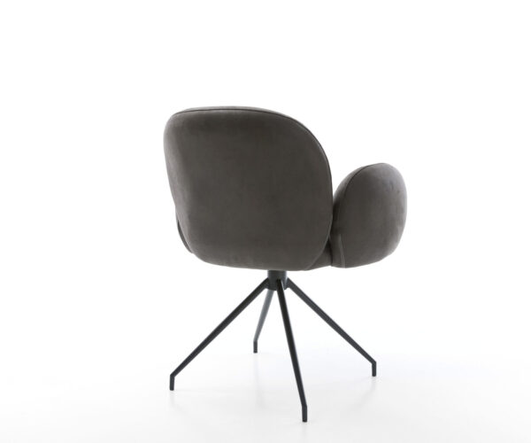Otočná jedálenská stolička Nube-Flex s opierkami mikrovlákno antracit vintage krížová podstava zúžená čierna otočná o 180° vrecková pružina - Image 5
