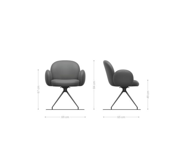 Otočná jedálenská stolička Nube-Flex s opierkami mikrovlákno antracit vintage krížová podstava zúžená čierna otočná o 180° vrecková pružina - Image 6
