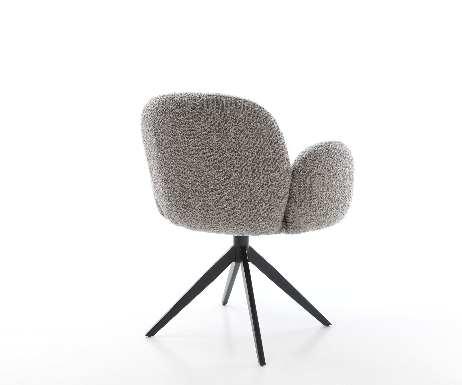 Otočná jedálenská stolička Nube-Flex s opierkami bouclé striebornošedá krížová podstava široká čierna 360° otočná vrecková pružina - Image 5