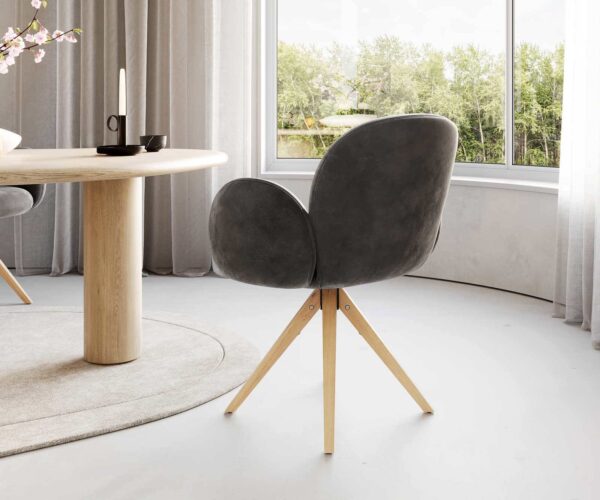 Otočná stolička Nube-Flex s podrúčkami drevená základňa štvorcová mikrovlákno antracit vintage 180° taštičkové pružiny - Image 5
