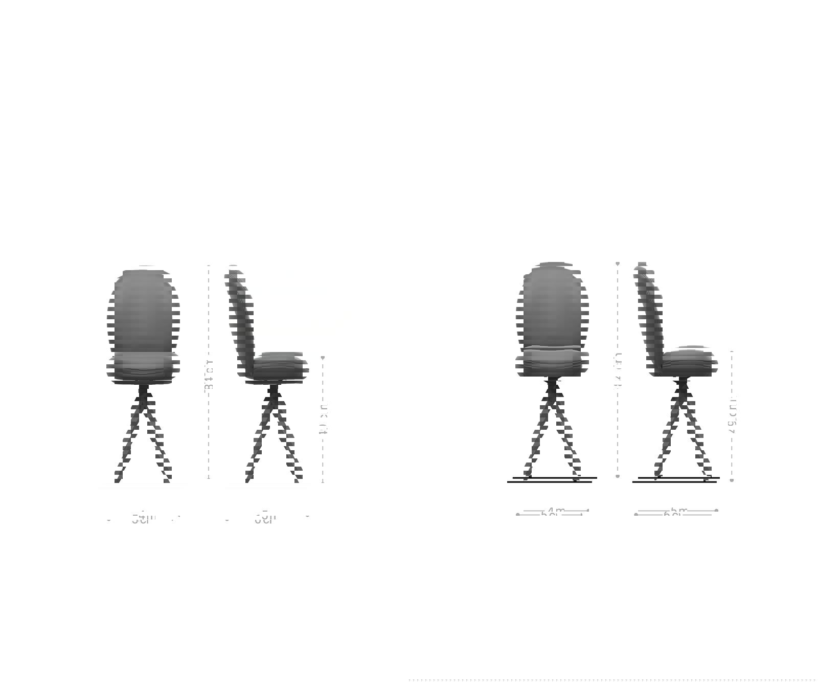 Otočná jedálenská stolička Nube-Flex s opierkami bouclé strieborno sivá drevená podstava hranatá prírodná 180° otočná vrecková pružina - Image 6