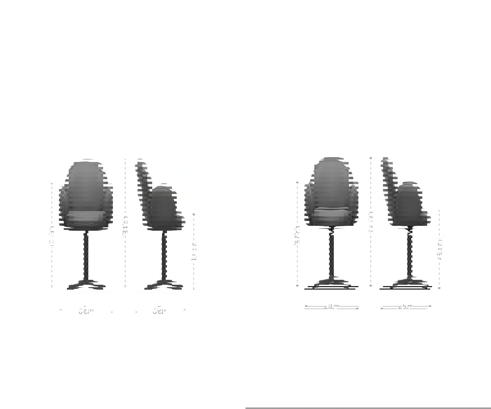 Jedálenská stolička Nube-Flex s opierkami bouclé biela podstava krížová efektová povrchová úprava titánová 360° otočná vrecková pružina - Image 6