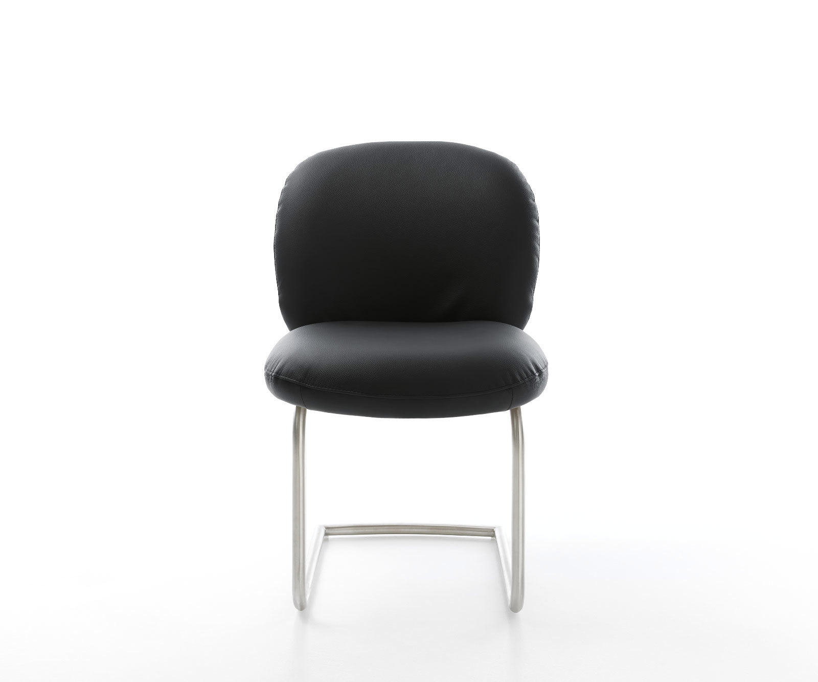 Jedálenská stolička Nube-Flex pravá koža čierna jedálenská stolička okrúhla nerezová oceľ vrecková pružina - Image 2