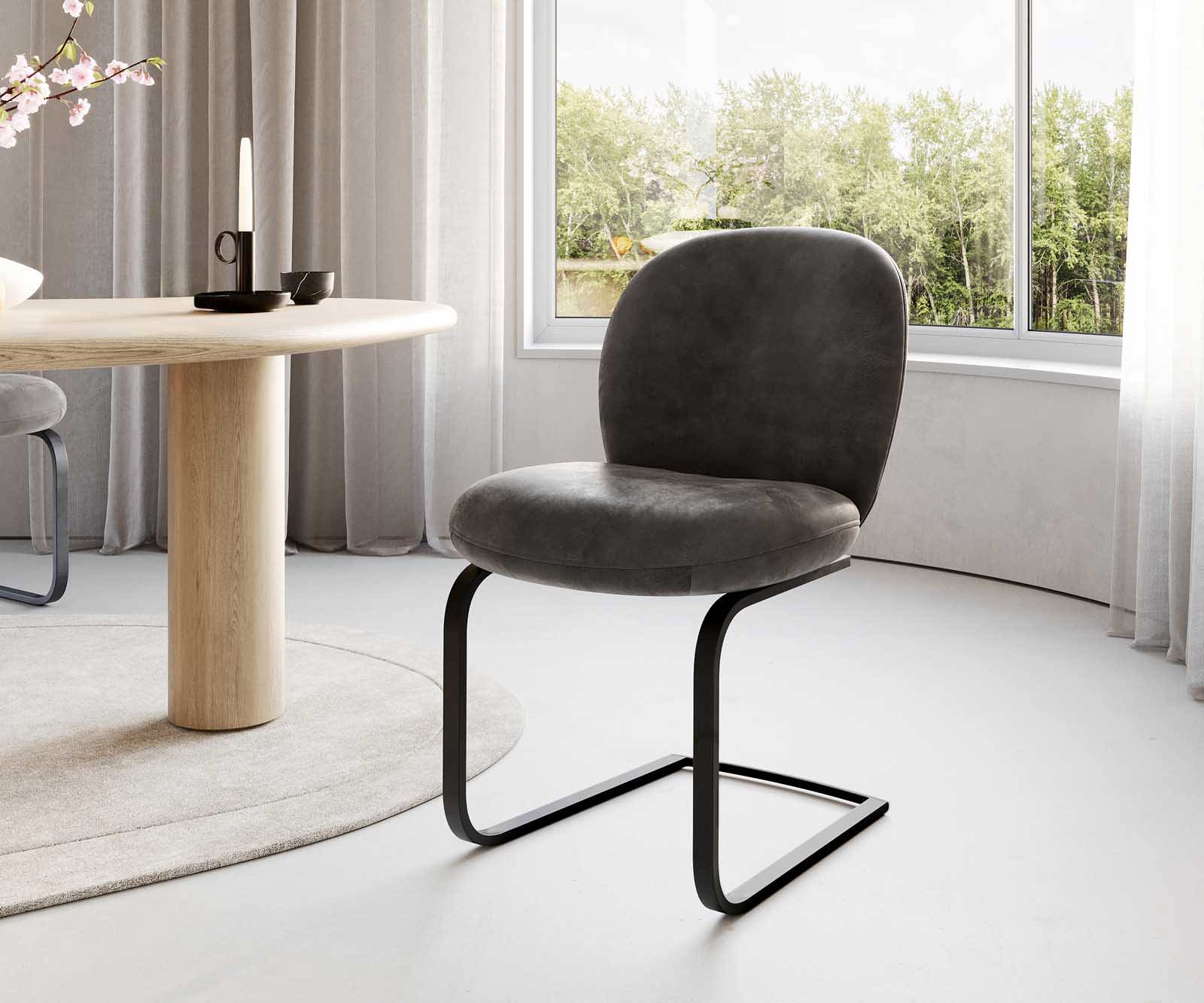 Jedálenská stolička Nube-Flex mikrovlákno antracit vintage jedálenská stolička plochá čierna vrecková pružina