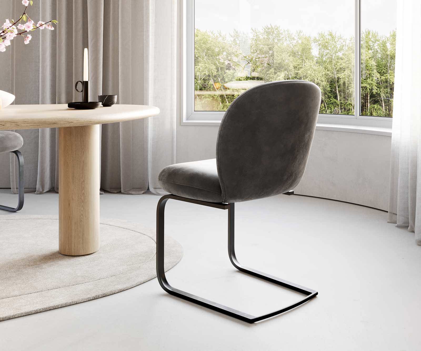 Jedálenská stolička Nube-Flex mikrovlákno antracit vintage jedálenská stolička plochá čierna vrecková pružina - Image 5