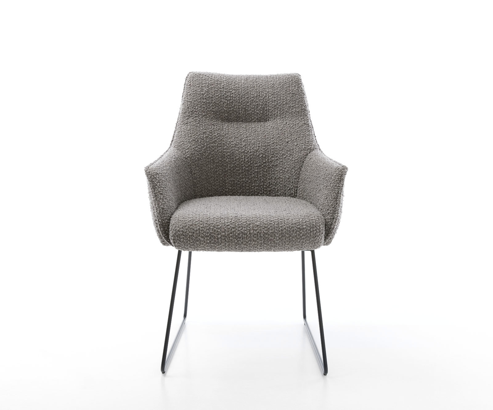 Jedálenská stolička Alja-Flex s opierkami bouclé strieborno sivá tenká podstava čierna vrecková pružina - Image 2