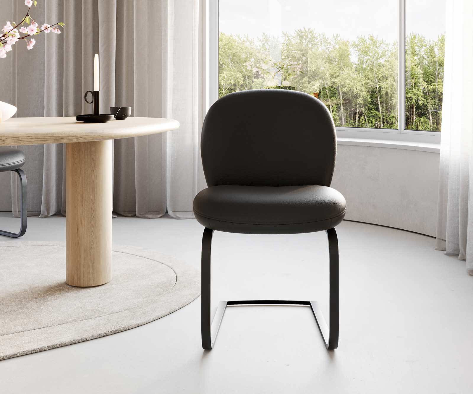 Jedálenská stolička Nube-Flex pravá koža čierna jedálenská stolička plochá čierna vrecková pružina - Image 2