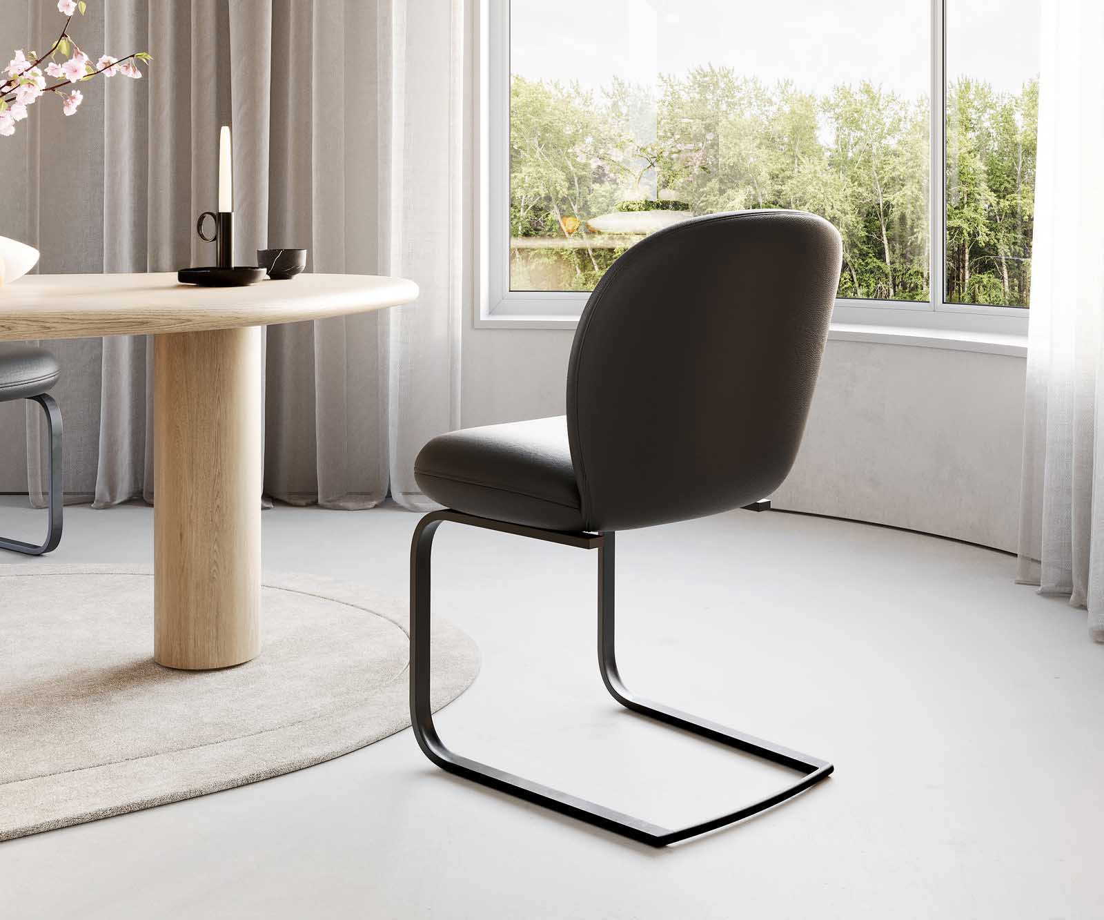 Jedálenská stolička Nube-Flex pravá koža čierna jedálenská stolička plochá čierna vrecková pružina - Image 5