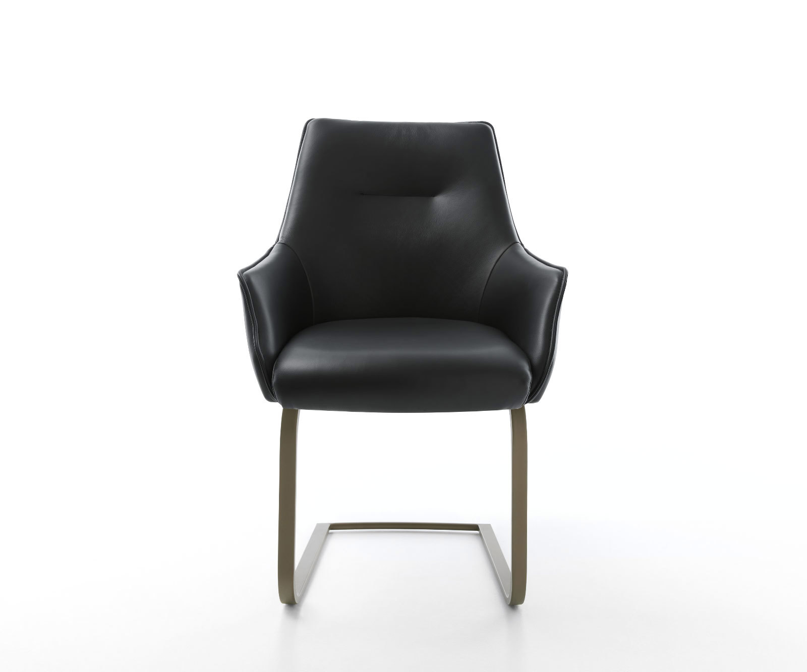 Jedálenská stolička Alja-Flex s opierkami pravá koža čierna jedálenská stolička plochá titanová farba vrecková pružina - Image 2