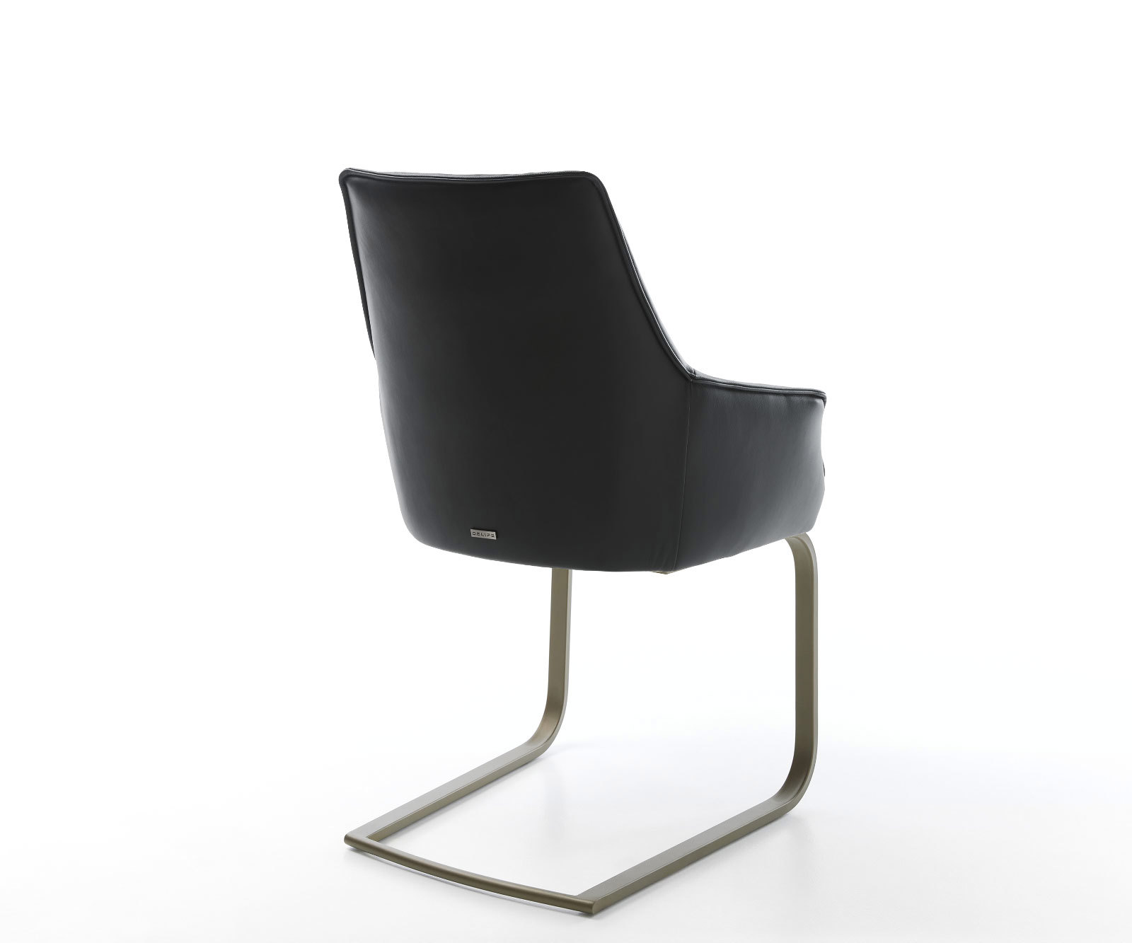 Jedálenská stolička Alja-Flex s opierkami pravá koža čierna jedálenská stolička plochá titanová farba vrecková pružina - Image 5