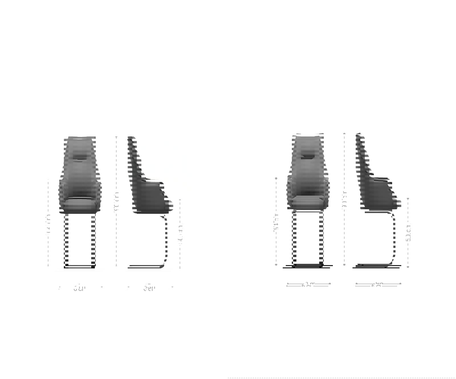 Jedálenská stolička Alja-Flex s opierkami pravá koža čierna jedálenská stolička plochá titanová farba vrecková pružina - Image 6