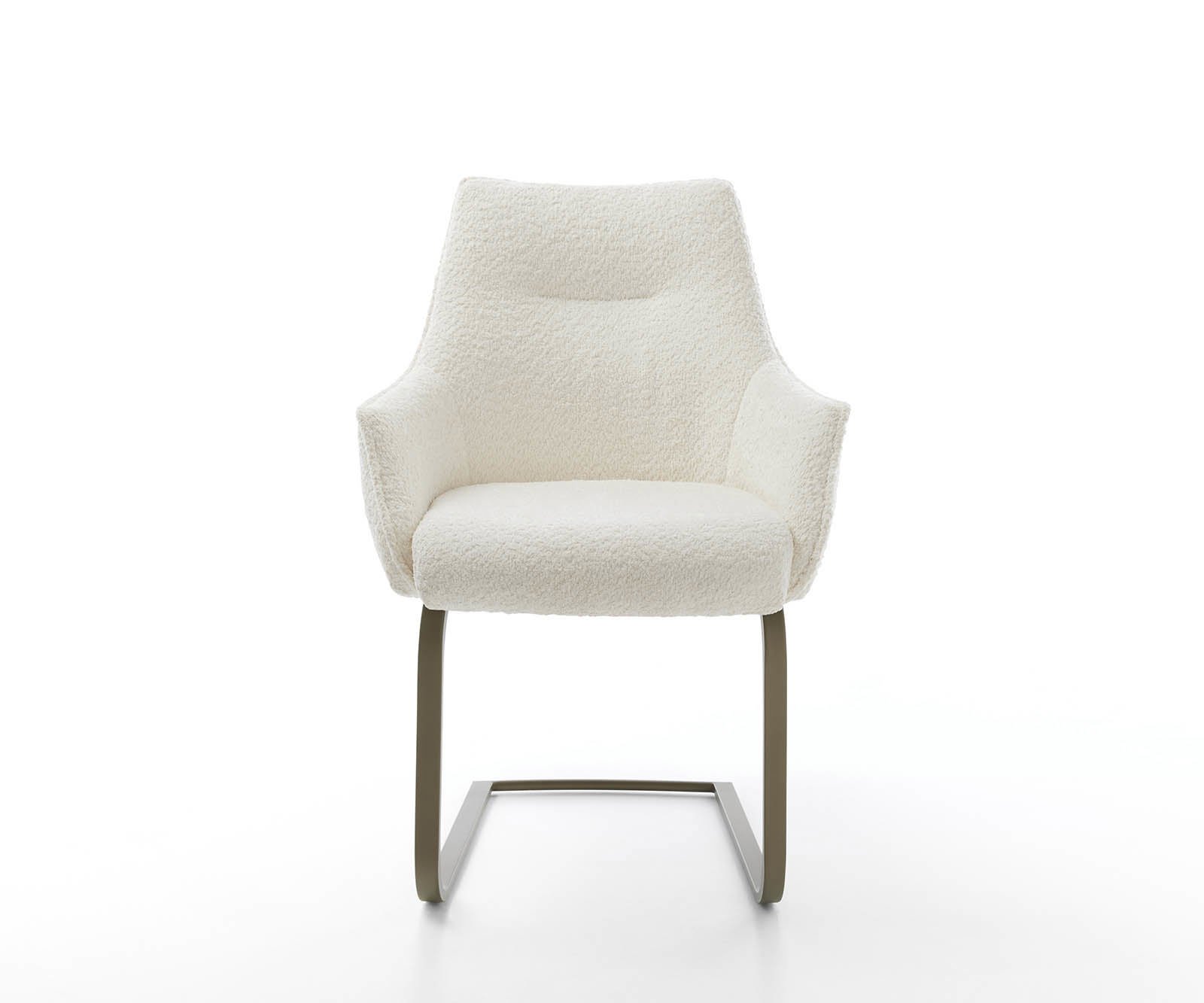 Jedálenská stolička Alja-Flex s opierkami bouclé biela jedálenská stolička plochý efektový povrch titán vrecková pružina - Image 2