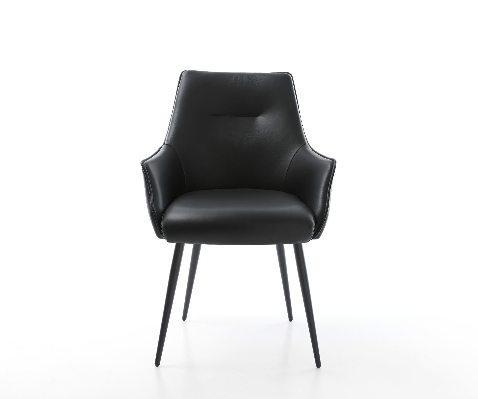 Jedálenská stolička Alja-Flex s opierkami pravá koža čierna 4-nohá zúžená čierna vrecková pružina - Image 2