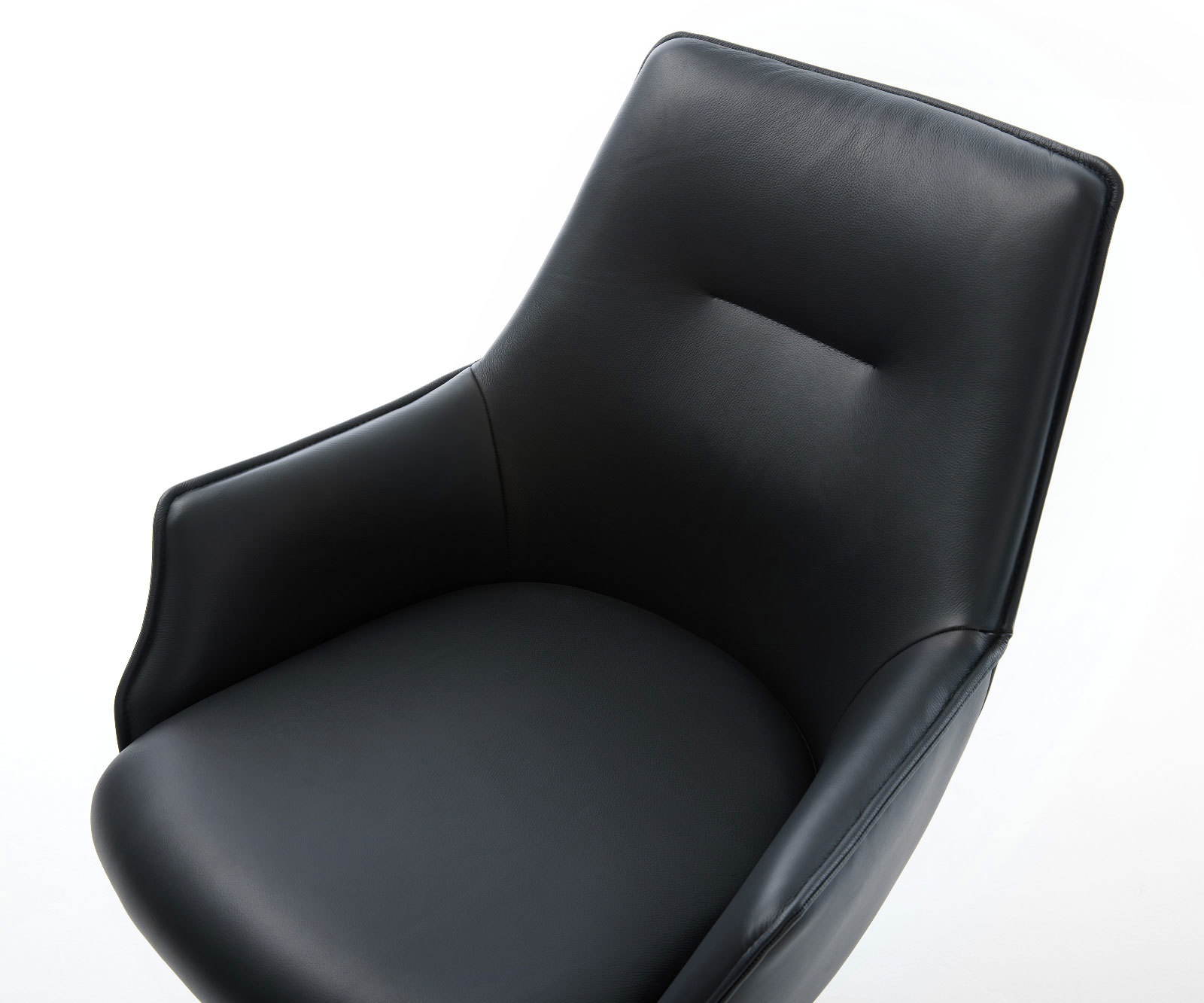 Jedálenská stolička Alja-Flex s opierkami pravá koža čierna 4-nohá zúžená čierna vrecková pružina - Image 4