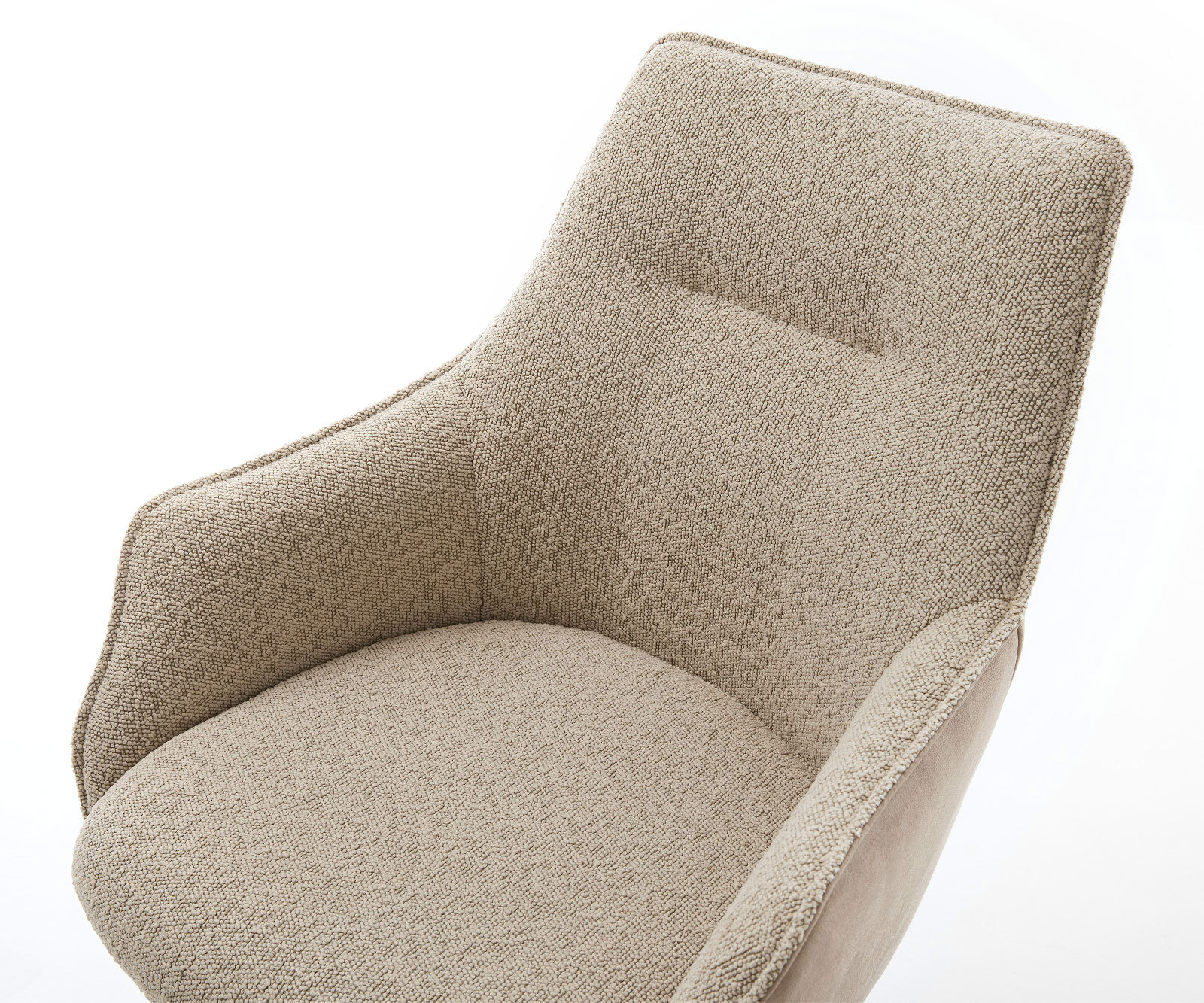 Otočná jedálenská stolička Alja-Flex s opierkami zmiešané materiály tmavobéžová krížová podstava zúžená nerezová oceľ otočná o 180° vrecková pružina - Image 4