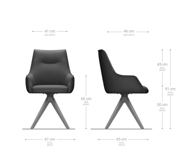 Otočné kreslo Alja-Flex s podrúčkami drevená podnož štvorcový manšestr striebornosivá 180° vreckové pružiny - Image 7