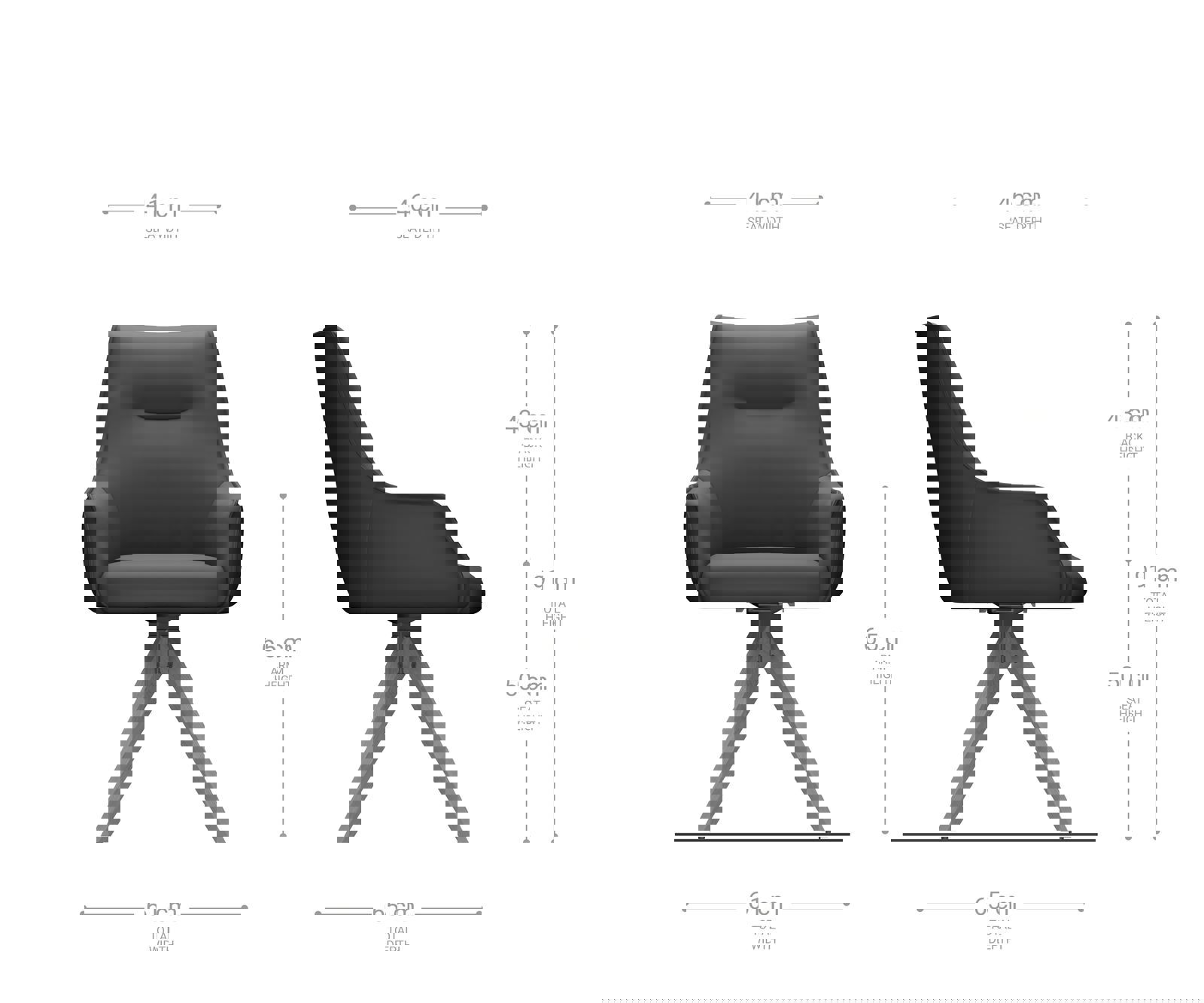 Otočná jedálenská stolička Alja-Flex s opierkami pravá koža čierna drevená podstava hranatá prírodná 180° otočná vrecková pružina - Image 6
