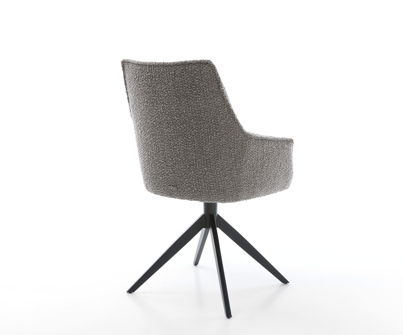 Otočná jedálenská stolička Alja-Flex s opierkami bouclé strieborno sivá krížová podstava široká čierna 360° otočná vrecková pružina - Image 5