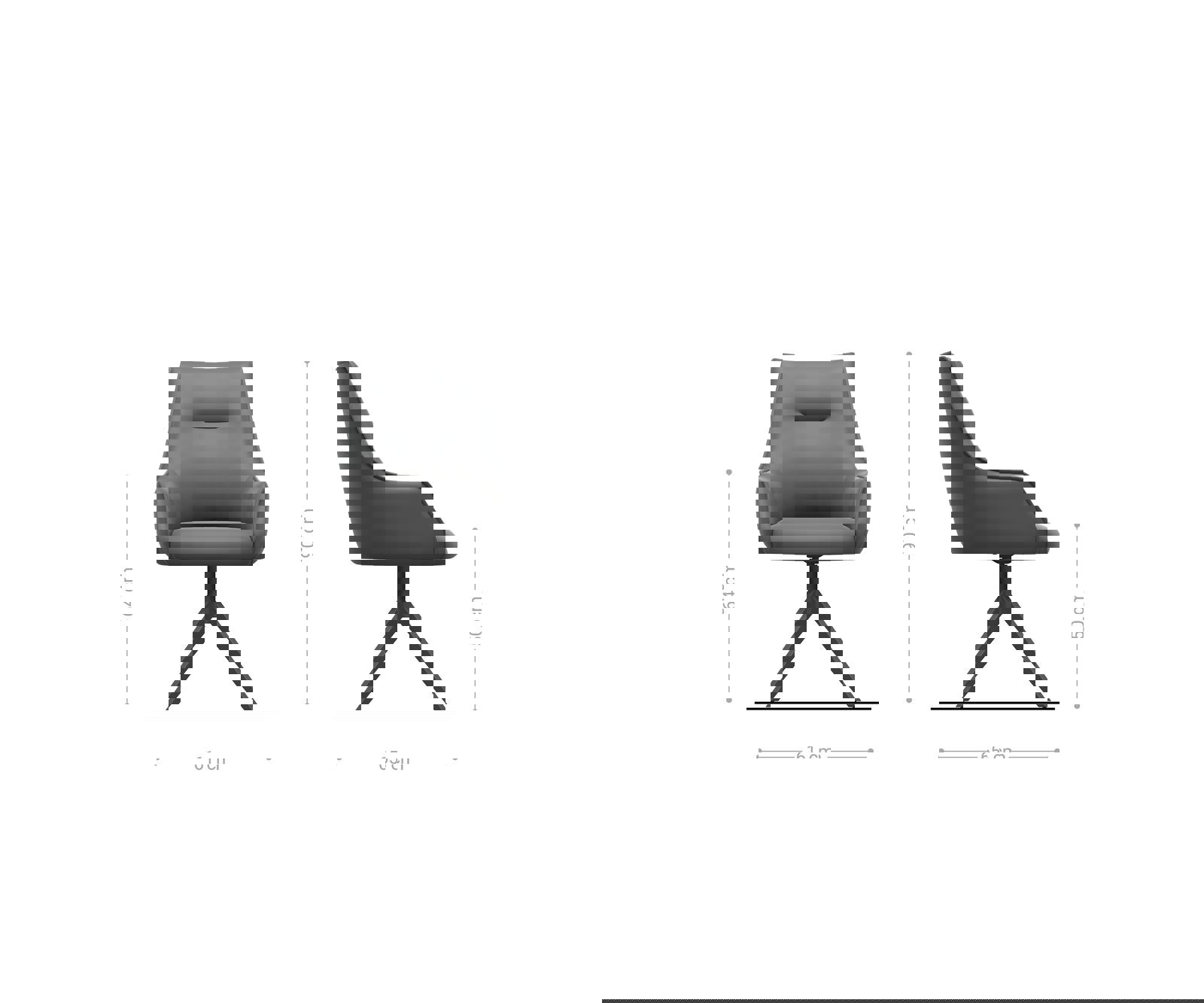 Otočná jedálenská stolička Alja-Flex s opierkami bouclé strieborno sivá krížová podstava široká čierna 360° otočná vrecková pružina - Image 6