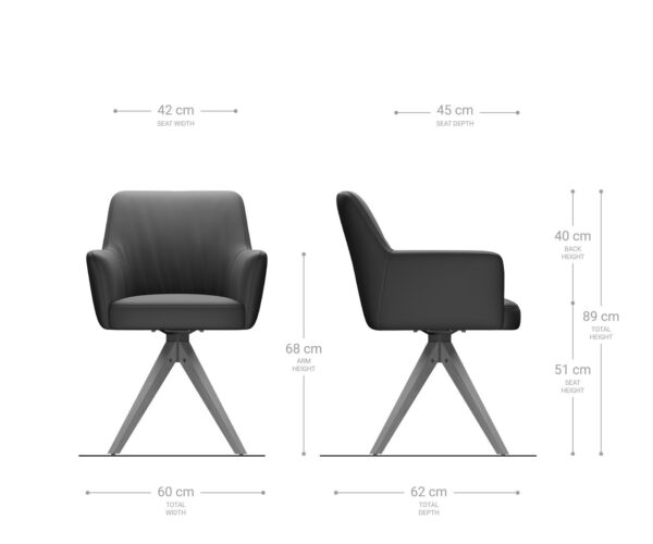 Xana-Flex otočná stolička s podrúčkami drevený podstavec štvorcový bouclé biely 180° taštičkové pružiny - Image 7
