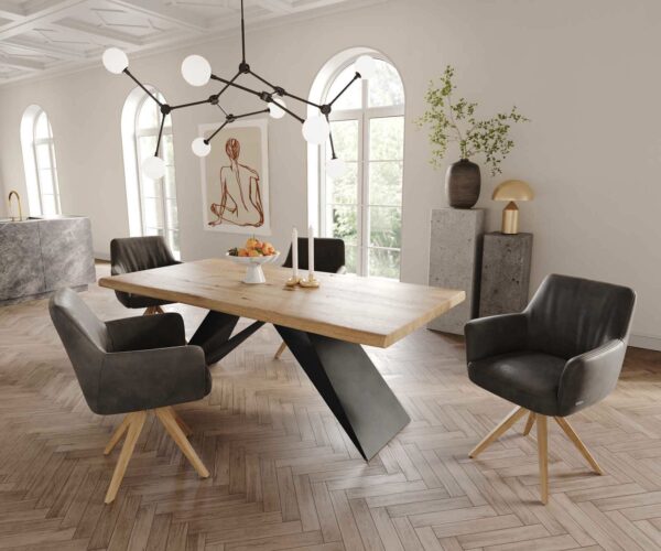 Xana-Flex otočná stolička s podrúčkami drevená základňa štvorcový mikrovlákno antracit vintage 180° taška pružiny - Image 5