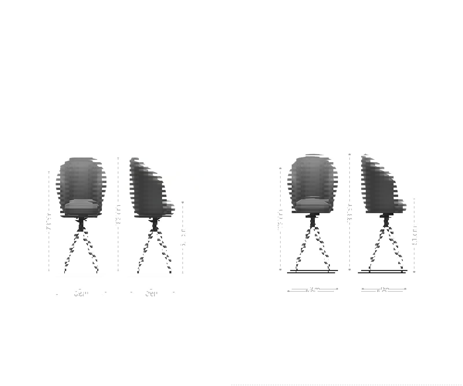 Jedálenská stolička Caja-Flex s opierkami manšester strieborno sivá krížová podstava zúžená nerezová oceľ otočný o 180° vrecková pružina - Image 6