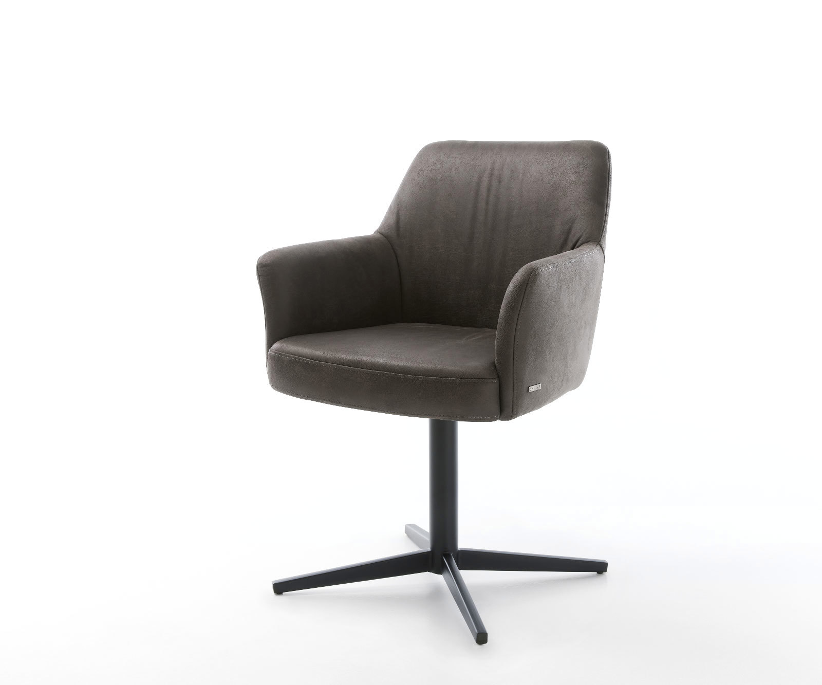 Otočná jedálenská stolička Xana-Flex s opierkami mikrovlákno antracit vintage čierna podstava 360° otočná vrecková pružina