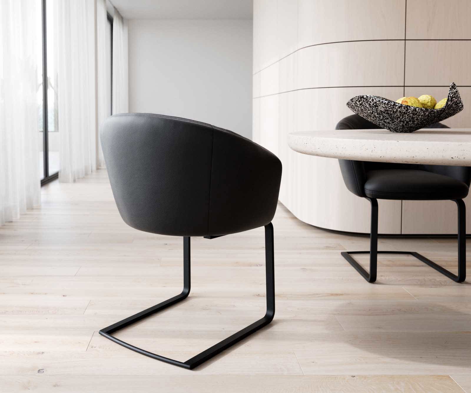 Jedálenská stolička Caja-Flex s opierkami pravá koža čierna jedálenská stolička plochá čierna vrecková pružina - Image 5