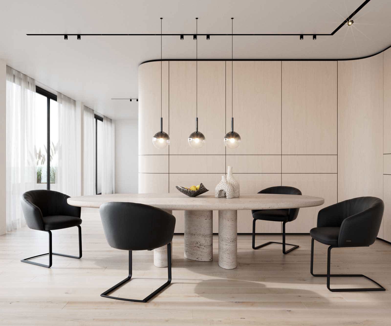 Jedálenská stolička Caja-Flex s opierkami pravá koža čierna jedálenská stolička plochá čierna vrecková pružina - Image 6