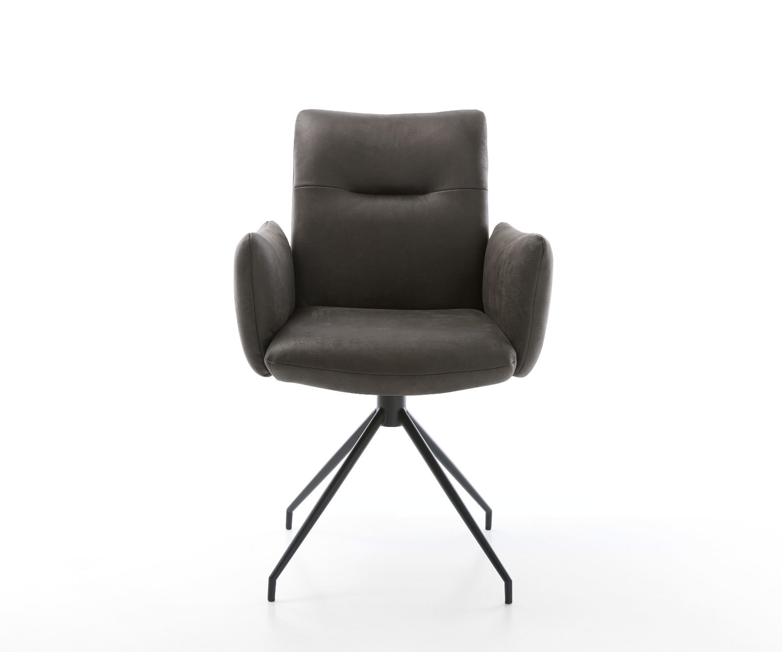 Jedálenská stolička Jova-Flex s opierkami mikrovlákno antracit vintage krížová podstava zúžená čierna otočný o 180° vrecková pružina - Image 2