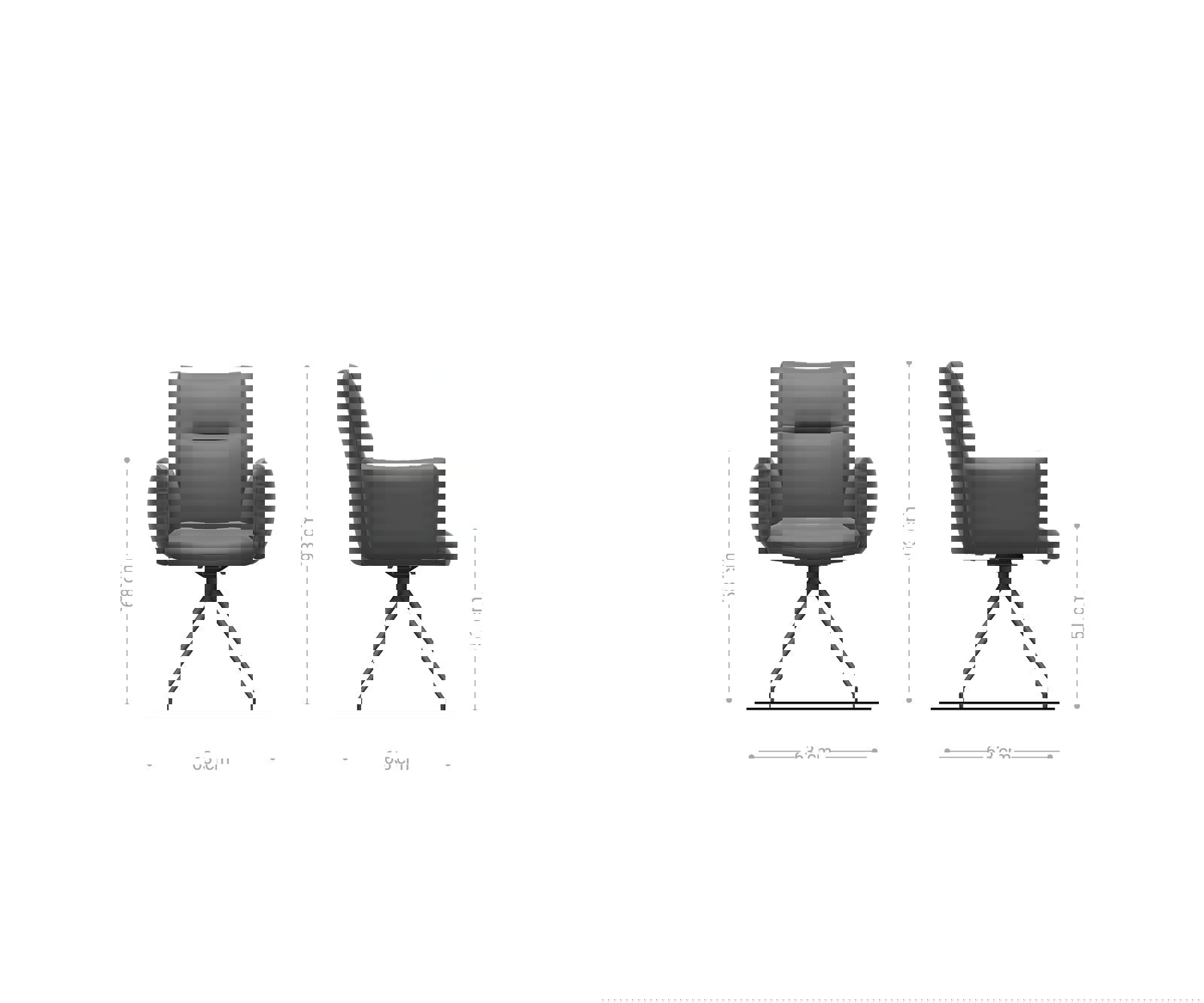 Jedálenská stolička Jova-Flex s opierkami mikrovlákno antracit vintage krížová podstava zúžená čierna otočný o 180° vrecková pružina - Image 6