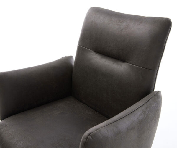 Jova-Flex otočné kreslo s podrúčkami krížová podnož zúžená nerezová oceľ mikrovlákno antracit vintage 180° otočné vreckové pružiny - Image 4