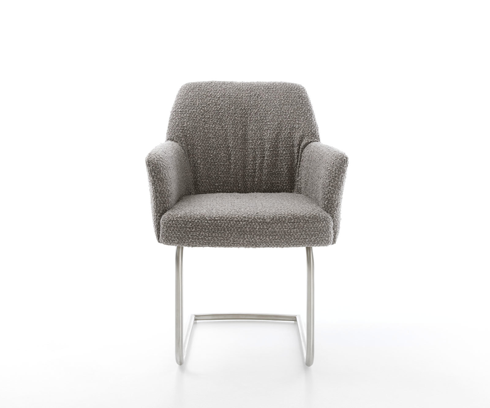 Jedálenská stolička Xana-Flex s opierkami bouclé strieborno sivá jedálenská stolička okrúhla nerezová oceľ vrecková pružina - Image 2