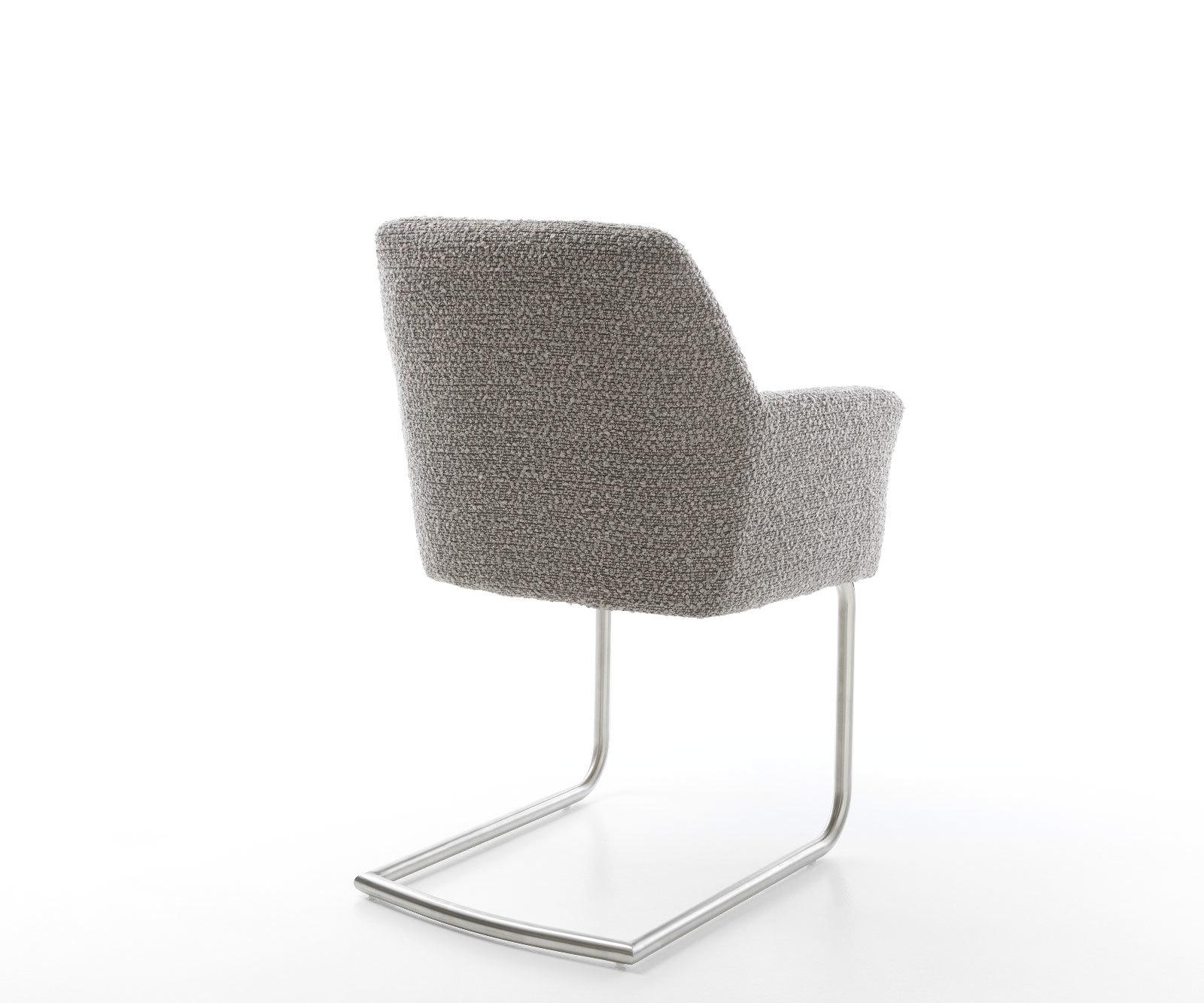 Jedálenská stolička Xana-Flex s opierkami bouclé strieborno sivá jedálenská stolička okrúhla nerezová oceľ vrecková pružina - Image 5