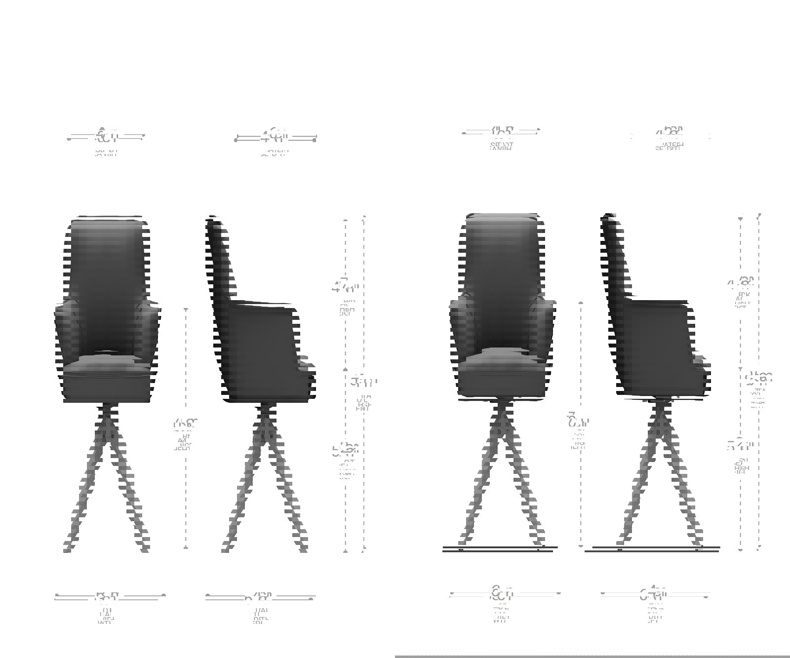 Otočná jedálenská stolička Heira-Flex s opierkami pravá koža tmavobéžová drevená podstava hranatá prírodná 180° otočná vrecková pružina - Image 6