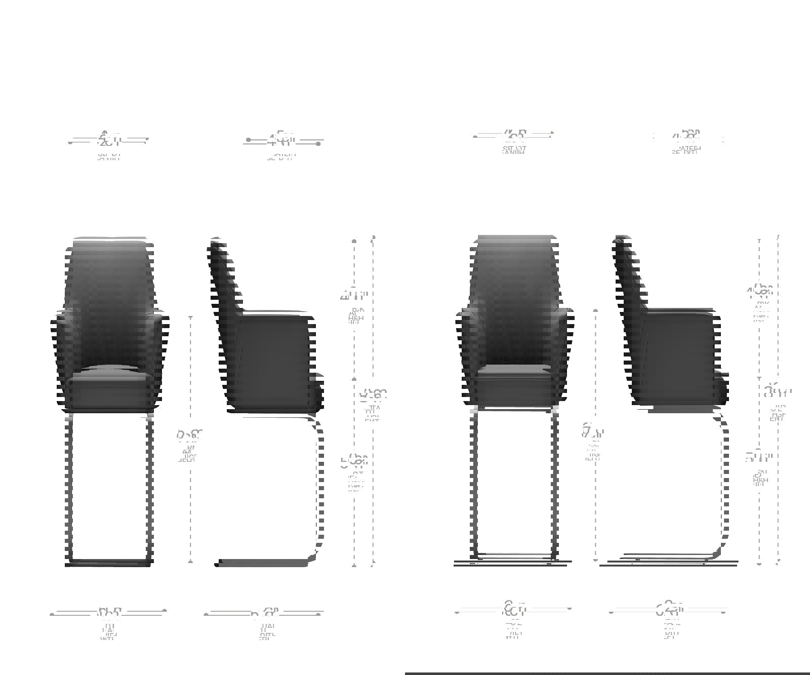 Jedálenská stolička Xana-Flex s opierkami pravá koža čierna jedálenská stolička plochá čierna vrecková pružina - Image 6