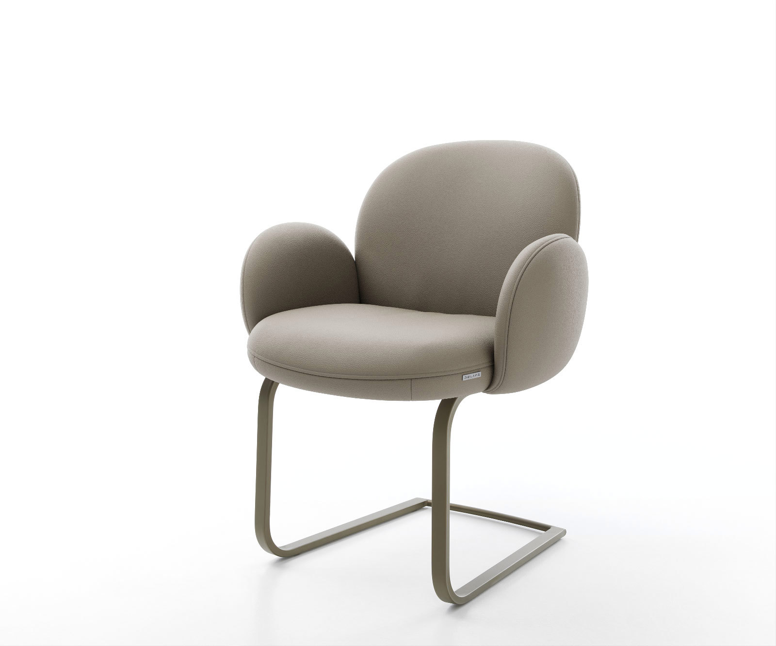 Jedálenská stolička Nube-Flex s opierkami pravá koža tmavobéžová jedálenská stolička plochý titanový efekt vrecková pružina