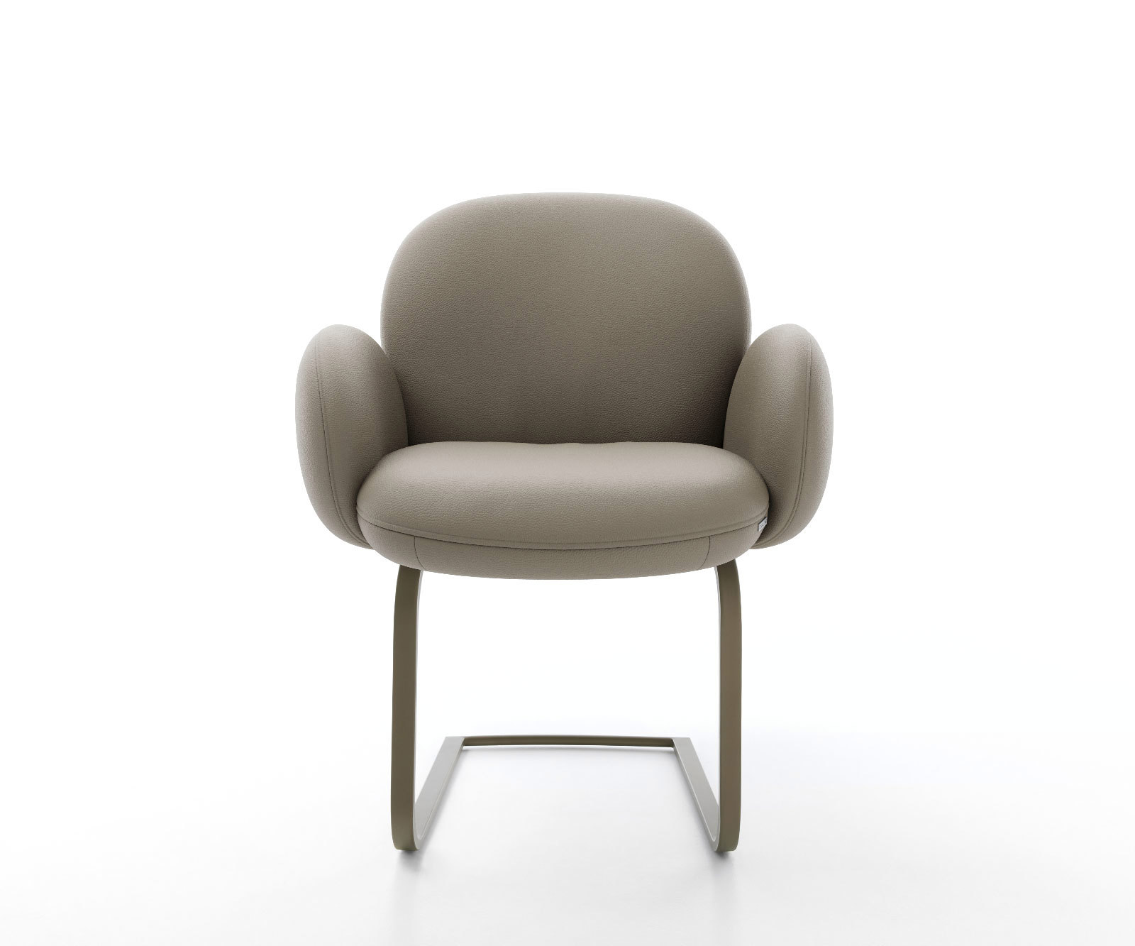 Jedálenská stolička Nube-Flex s opierkami pravá koža tmavobéžová jedálenská stolička plochý titanový efekt vrecková pružina - Image 2