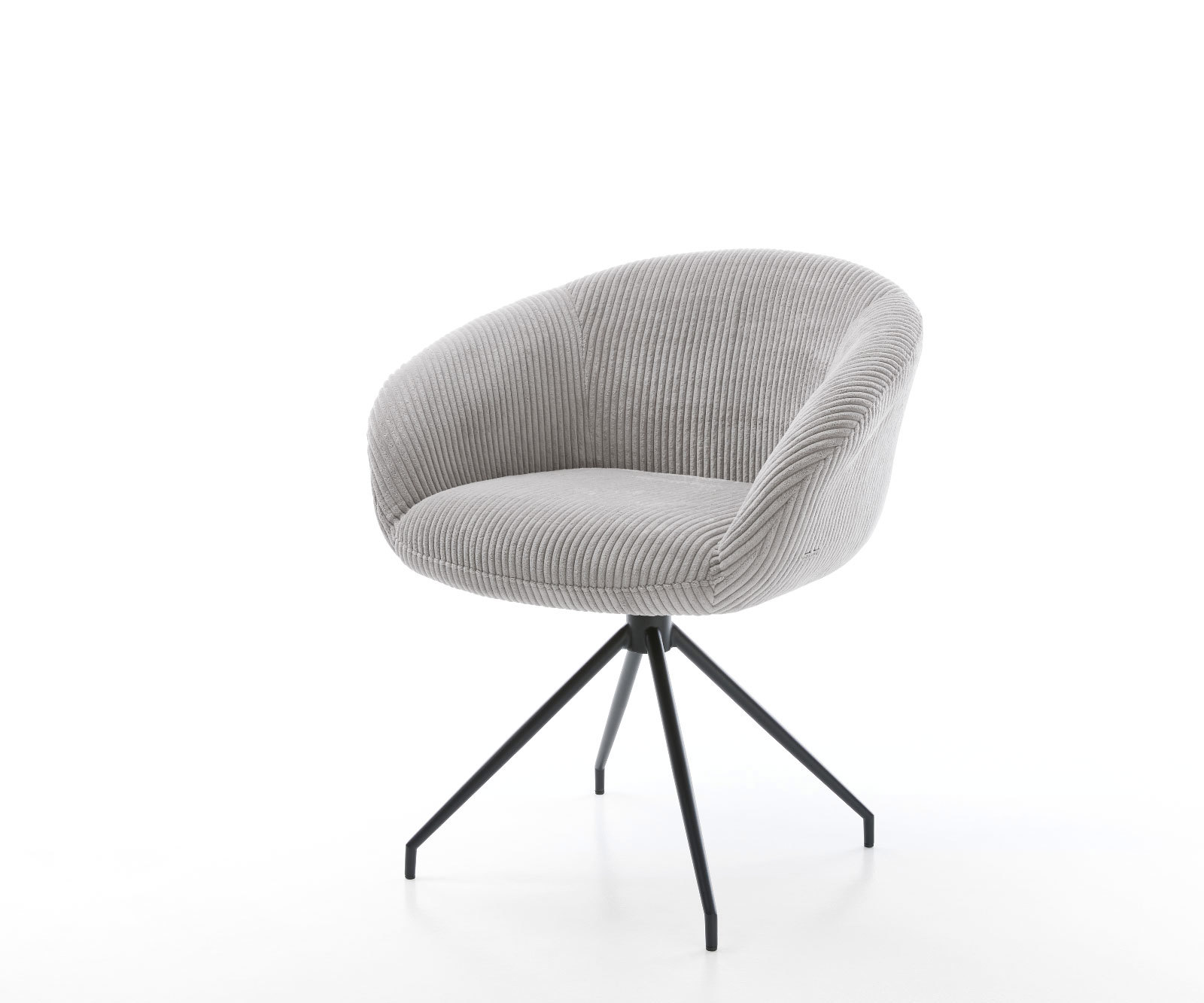 Otočná jedálenská stolička Vinka-Flex s opierkami manšester strieborno sivá krížová podstava zúžená čierna otočná o 180° vrecková pružina