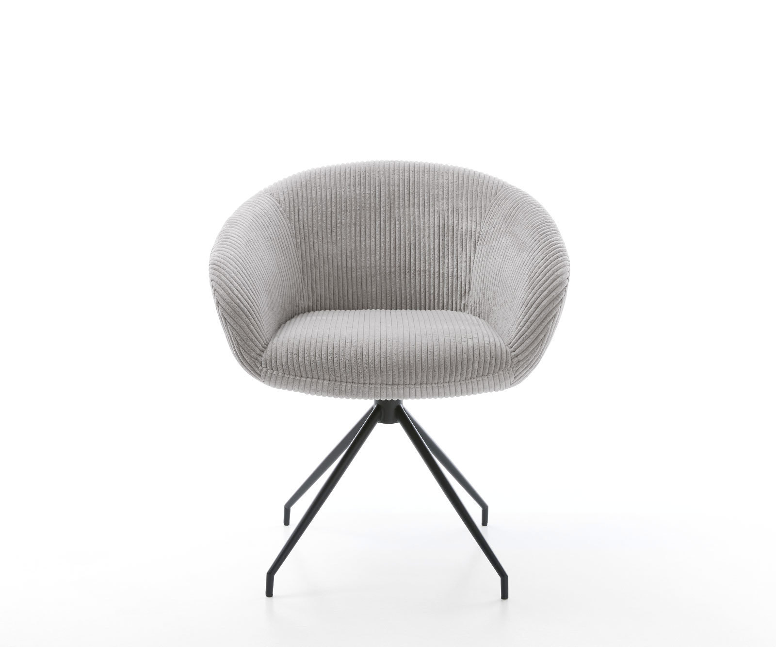 Otočná jedálenská stolička Vinka-Flex s opierkami manšester strieborno sivá krížová podstava zúžená čierna otočná o 180° vrecková pružina - Image 2