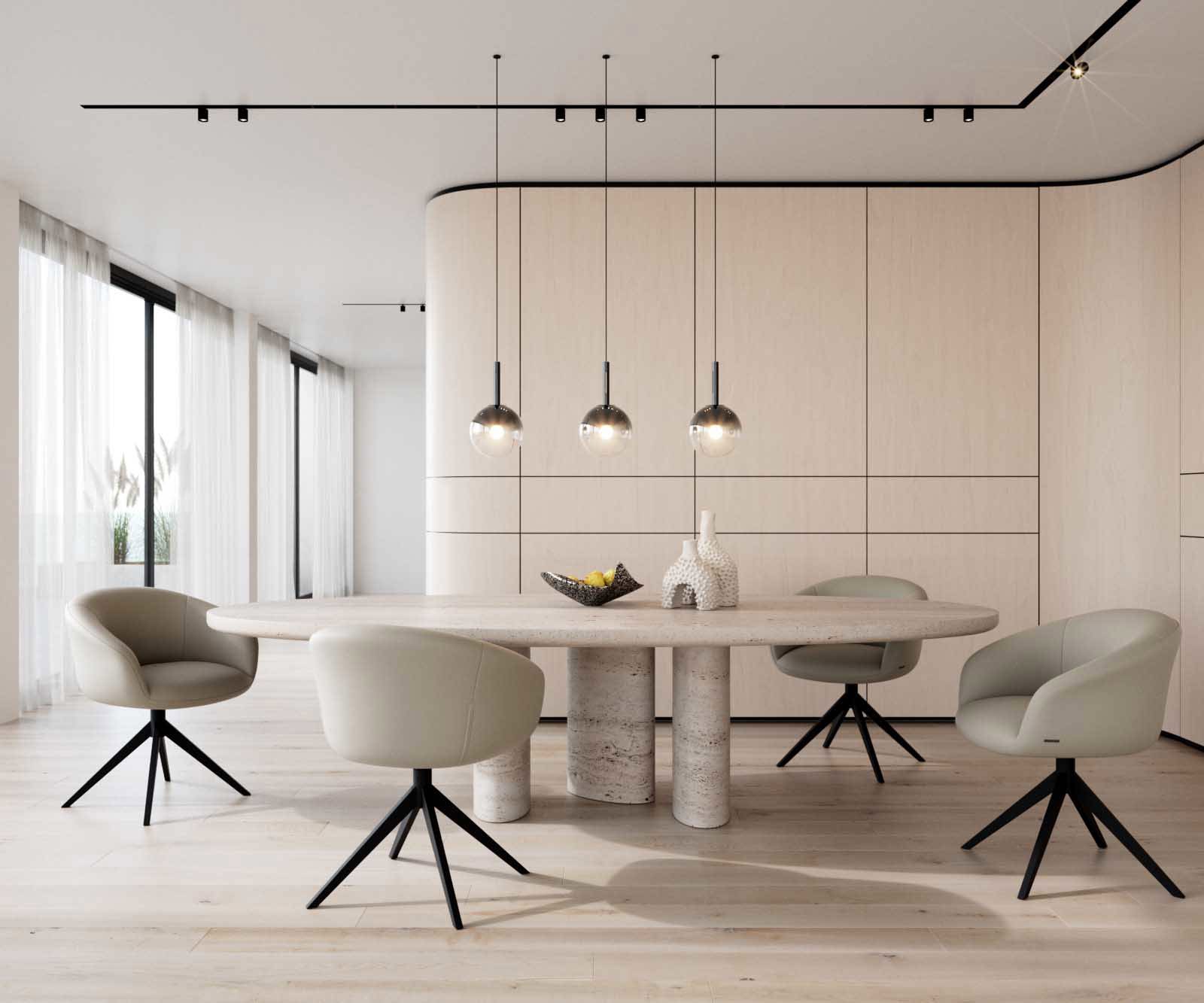 Otočná jedálenská stolička Vinka-Flex s opierkami pravá koža tmavobéžová krížová podstava široká čierna otočná 360° vrecková pružina - Image 6