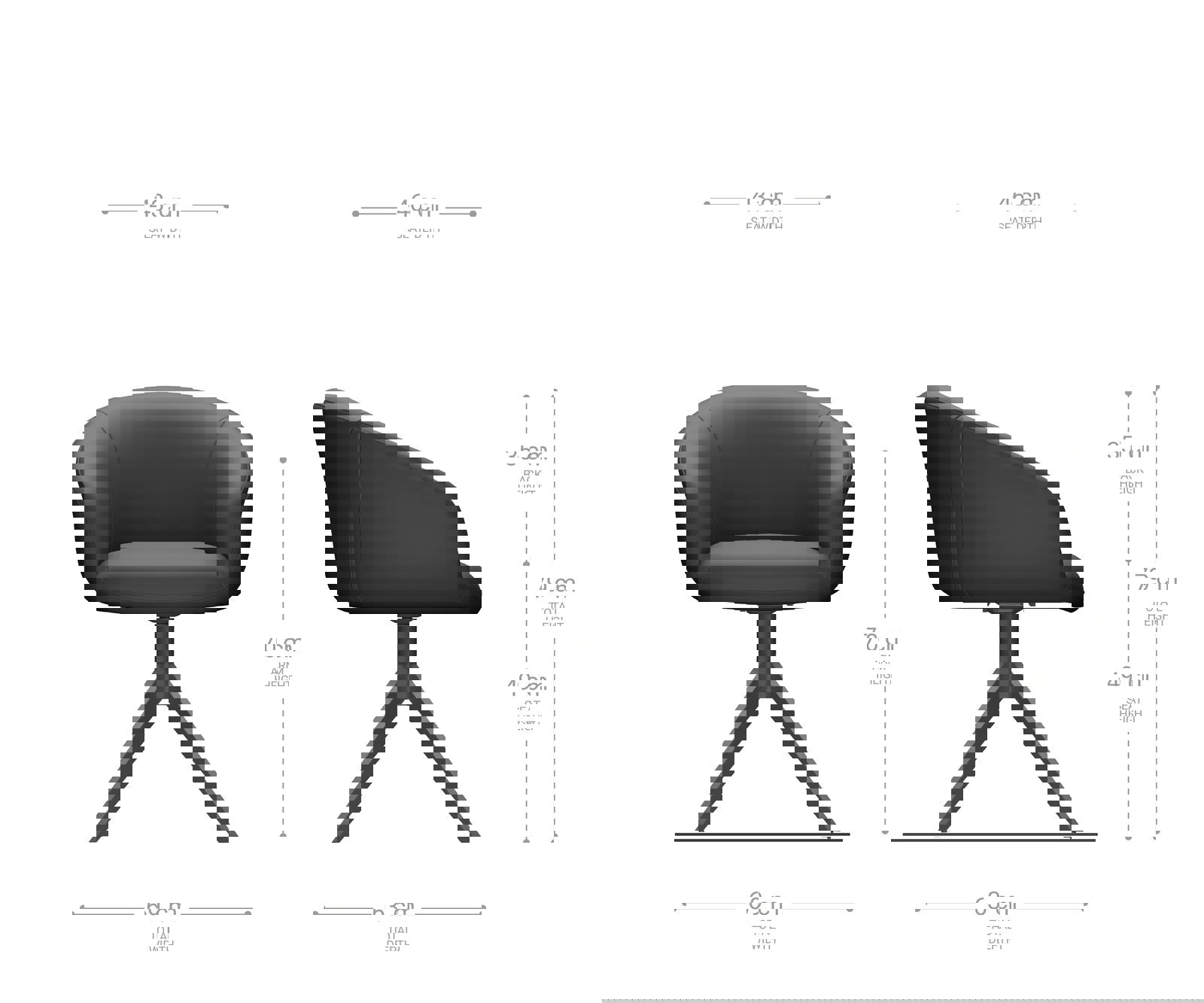 Otočná jedálenská stolička Vinka-Flex s opierkami mikrovlákno antracit vintage krížová podstava široká nerezová oceľ 360° otočná vrecková pružina - Image 7