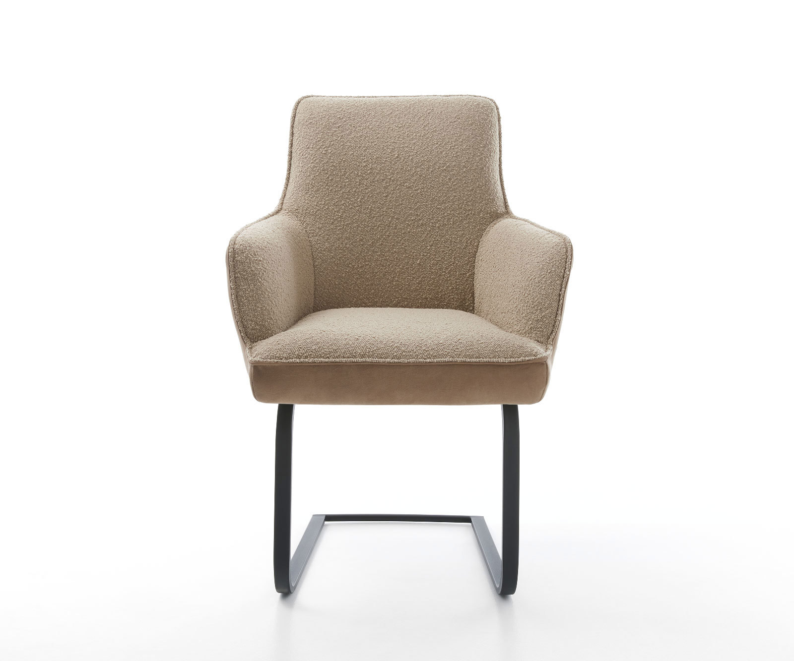 Jedálenská stolička Heira-Flex s opierkami zmiešané materiály tmavobéžová jedálenská stolička plochá čierna vrecková pružina - Image 2