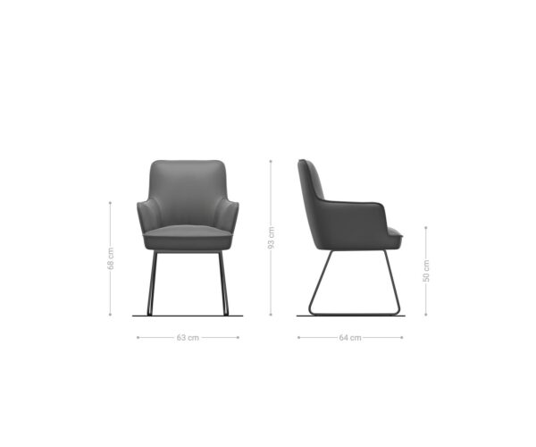 Heira-Flex jedálenská stolička tenká podnož kovová čierna zmiešané materiály sivobiela vreckové pružiny - Image 6
