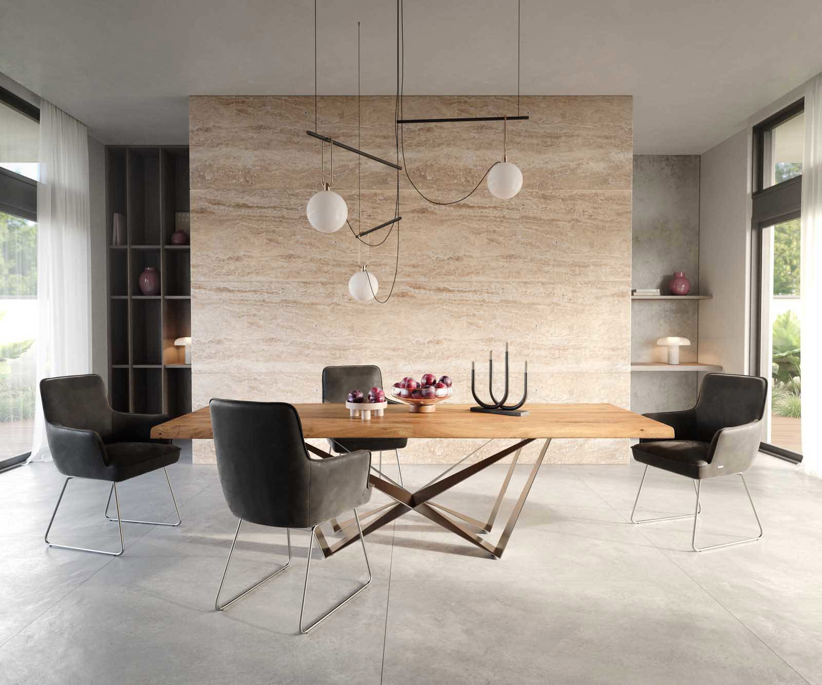 Jedálenská stolička Heira-Flex s opierkami mikrovlákno antracitová vintage tenká podstava nerezová oceľ vrecková pružina - Image 5