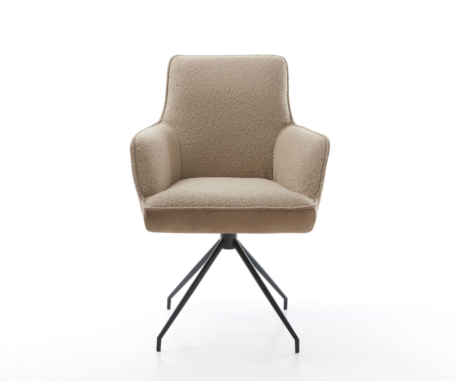 Jedálenská stolička Heira-Flex s opierkami zmiešané materiály tmavobéžová krížová podstava zúžená čierna otočná o 180° vrecková pružina - Image 2